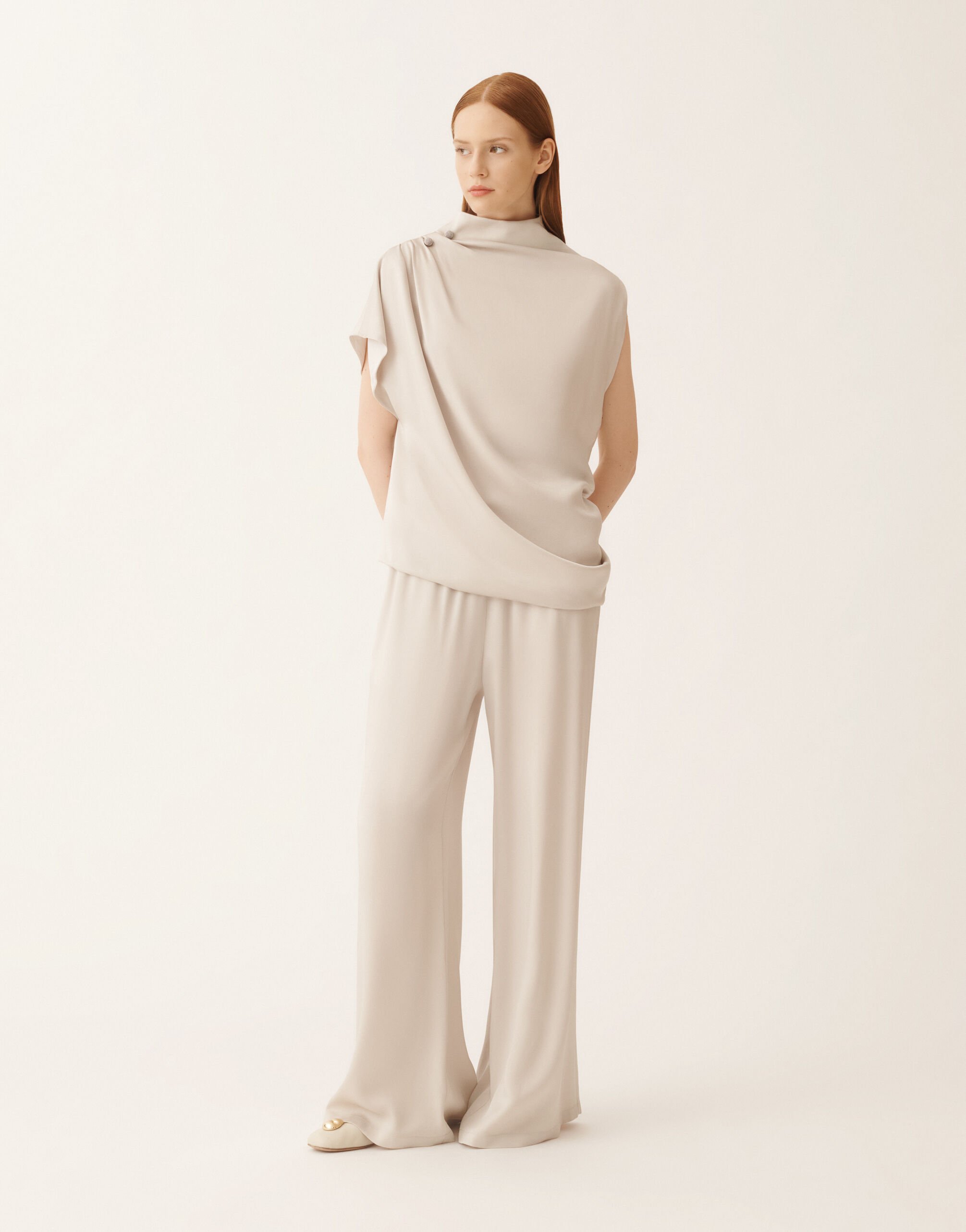 Fabiana Filippi Haut en envers satin, poussière GRIS TPD215F298L5960000