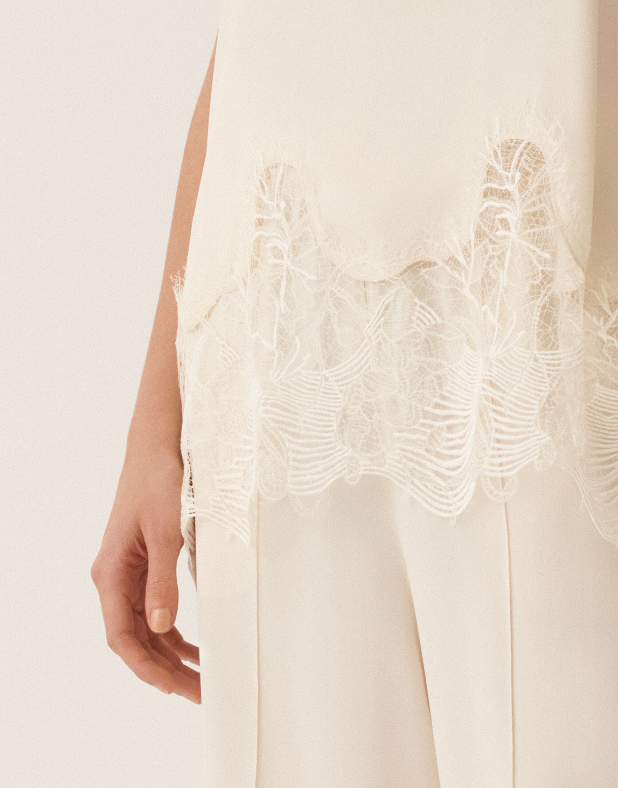 Fabiana Filippi Crepe de chine top, ivory BUTTER TPD276F736M1580000