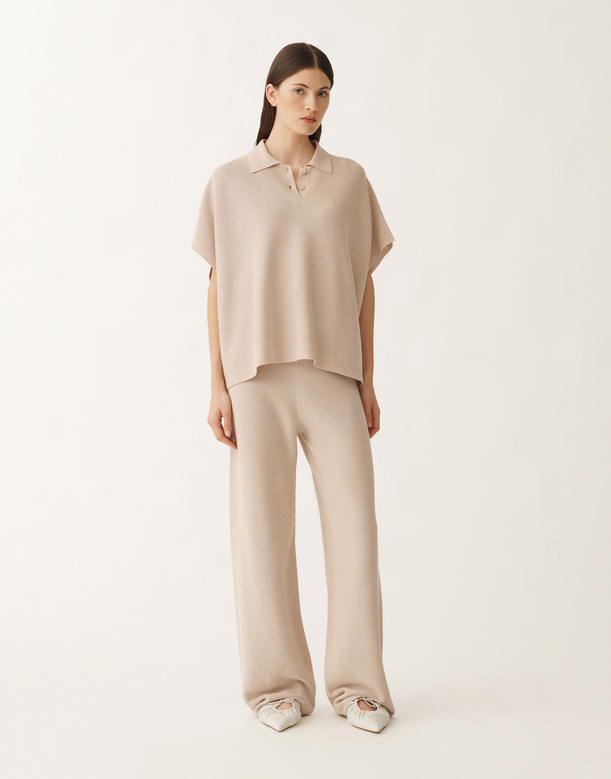 Fabiana Filippi Cotton polo with lurex, sand SAND MAD275F505L2330000
