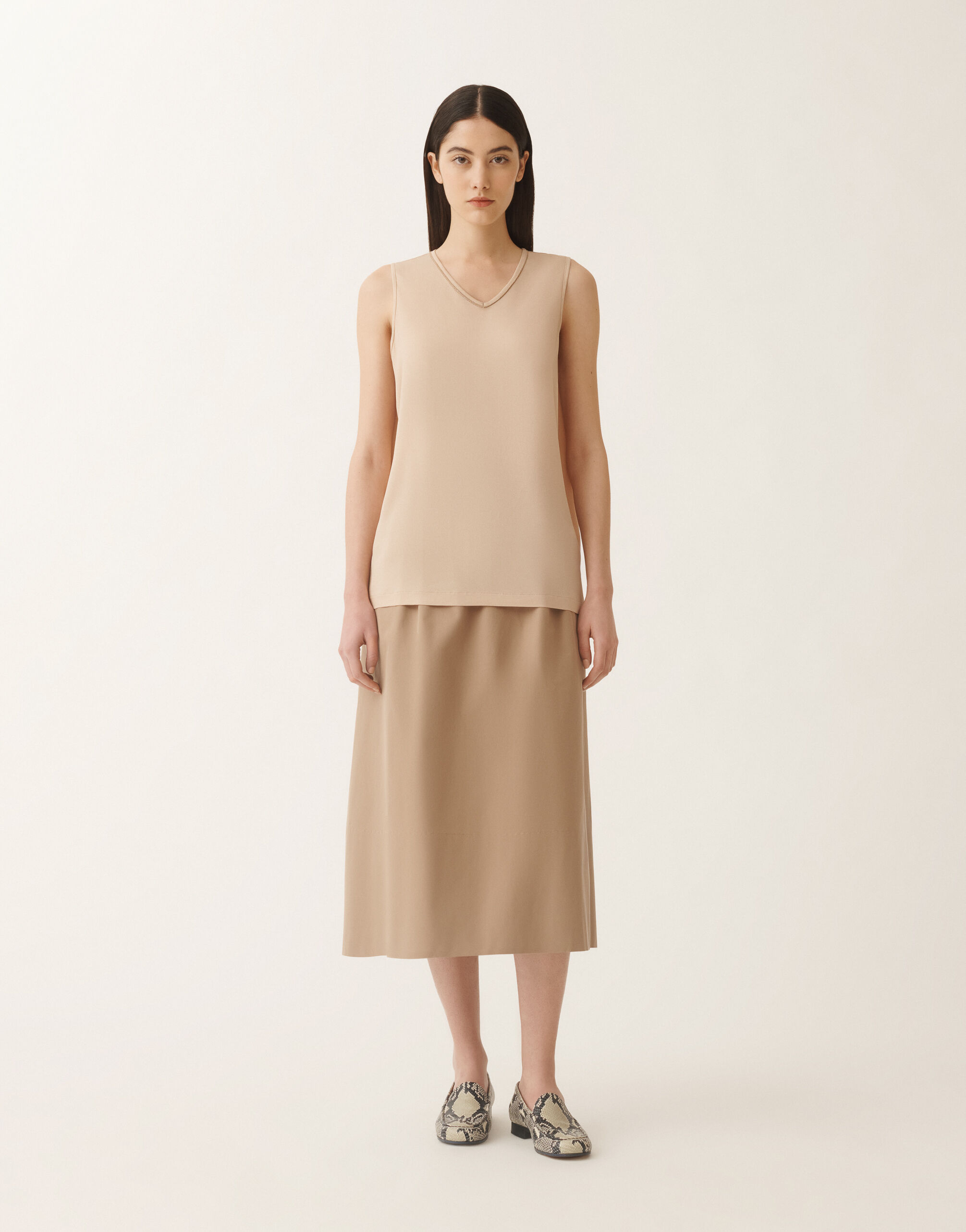 Fabiana Filippi Stretch sablé top, sand SAND TPD265F773L2350000