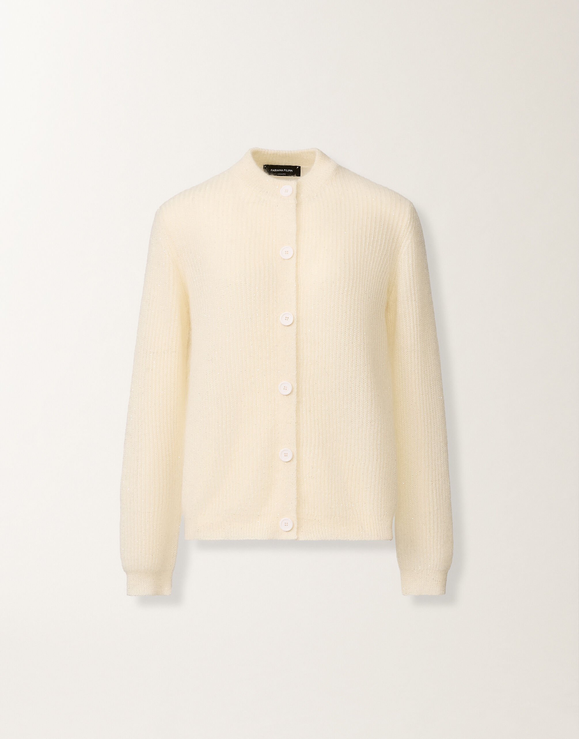 Fabiana Filippi Mohair cardigan with sequins, raffia White MAD266F129L7390000