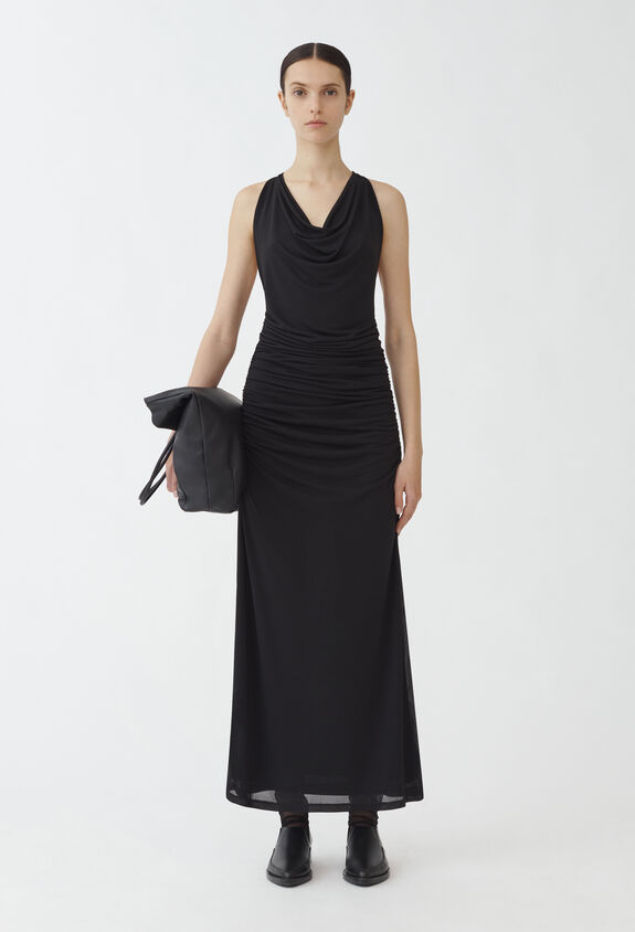Fabiana Filippi Langes Kleid aus Viskose-Jersey, Schwarz Schwarz ABD264F135D6400000