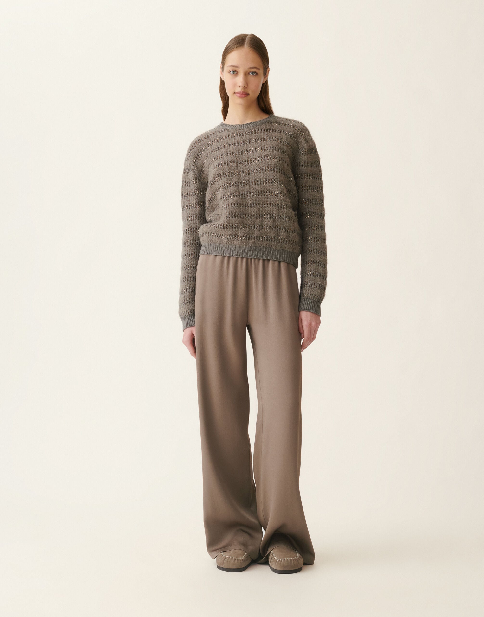 Fabiana Filippi Platinum and mohair sweater with sequin stripes, falcon Falcon MAD226F452M4200000
