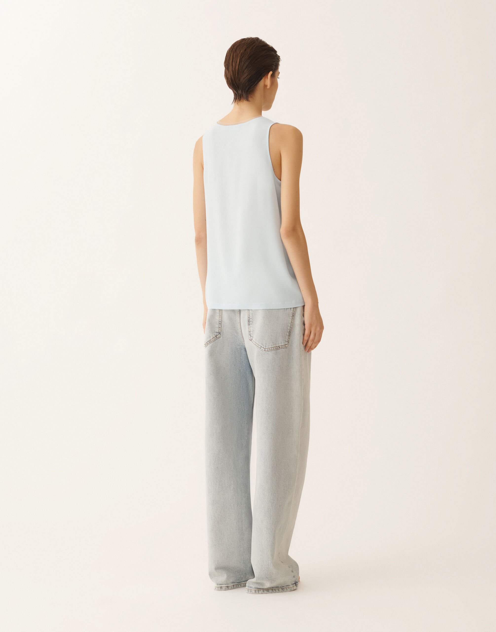 Fabiana Filippi Crepe de chine tank top, aqua Blue TPD266F295L7750000