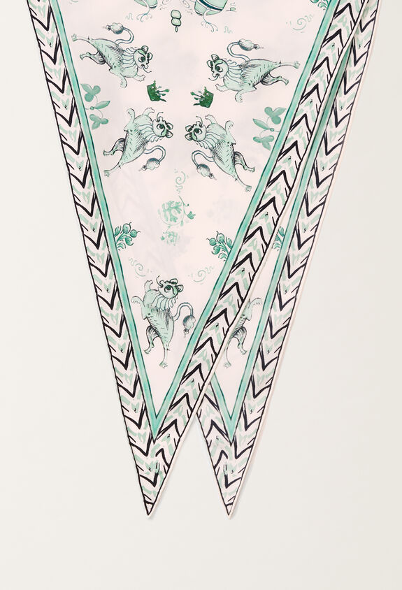 Fabiana Filippi Silk twill losange scarf with painted print, aqua green GREEN SAD275A016L4050000