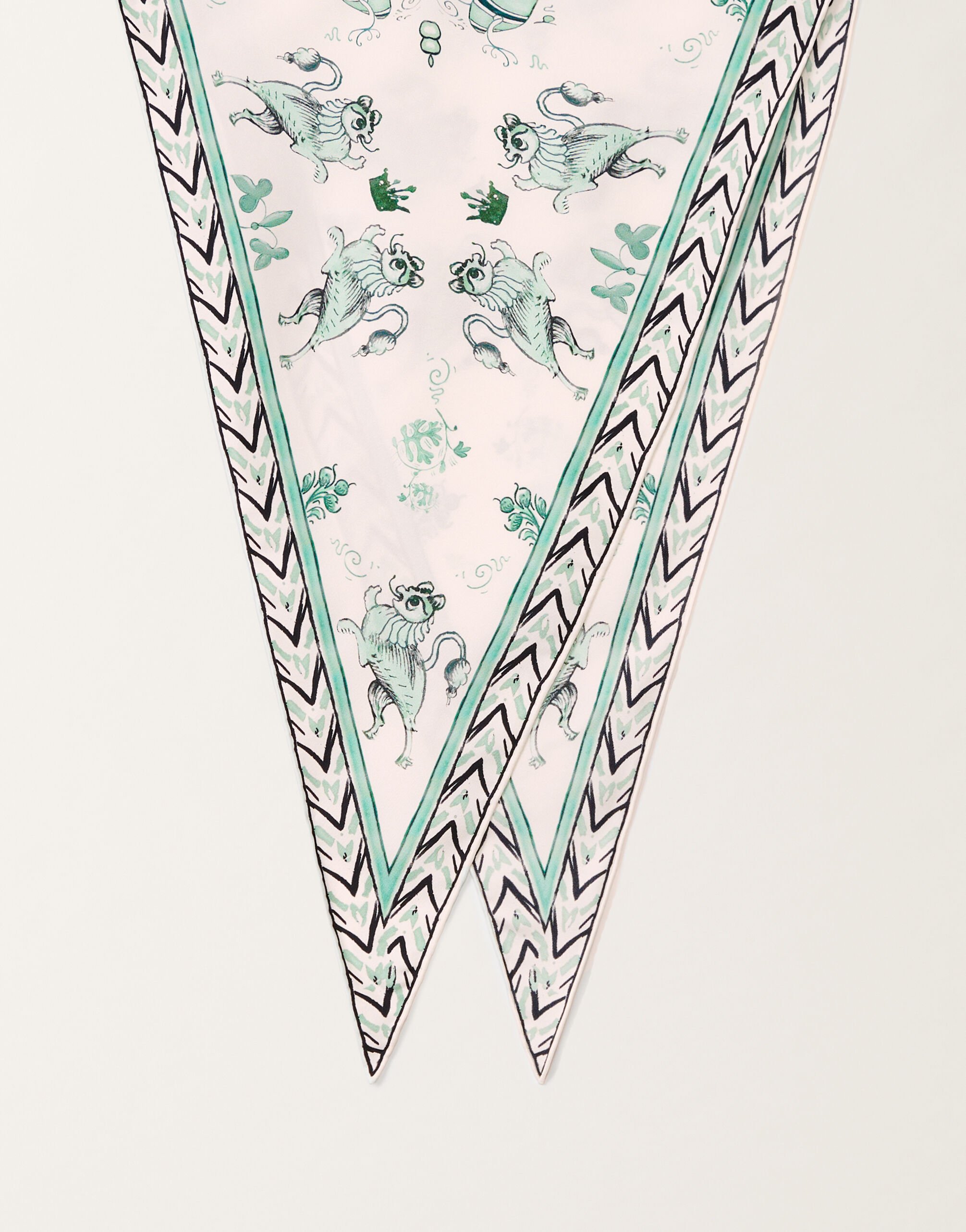 Fabiana Filippi スケッチ風ボタニカルプリント シルクツイル ダイヤモンドシェイプ スカーフ（アクアグリーン） アクアグリーン SAD275A016L4050000