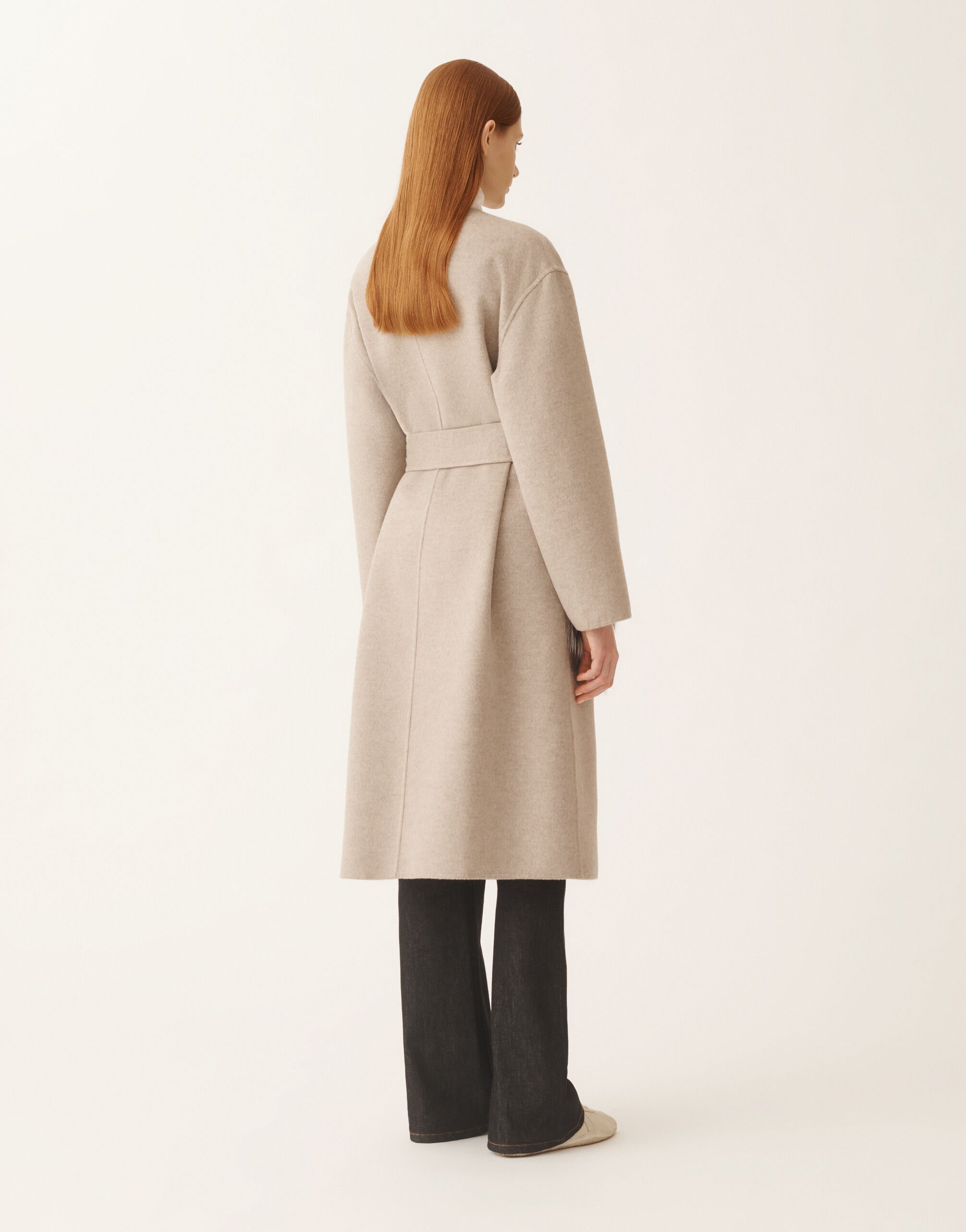 Double-faced wool and cashmere coat, coriander for Women | Fabiana