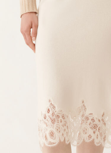 Fabiana Filippi Platinum skirt with macramé lace, raffia WHITE GND215F395L5190000