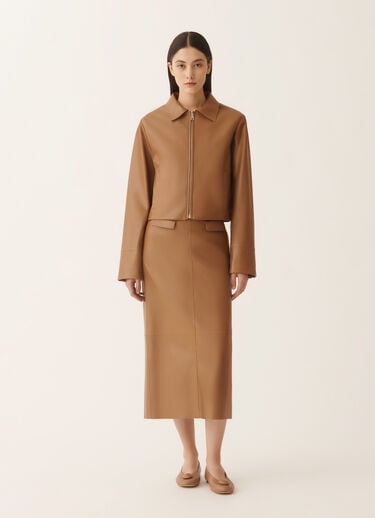 Fabiana Filippi Boxy jacket in lissé nappa, wicker Wicker PLD266F208L7980000