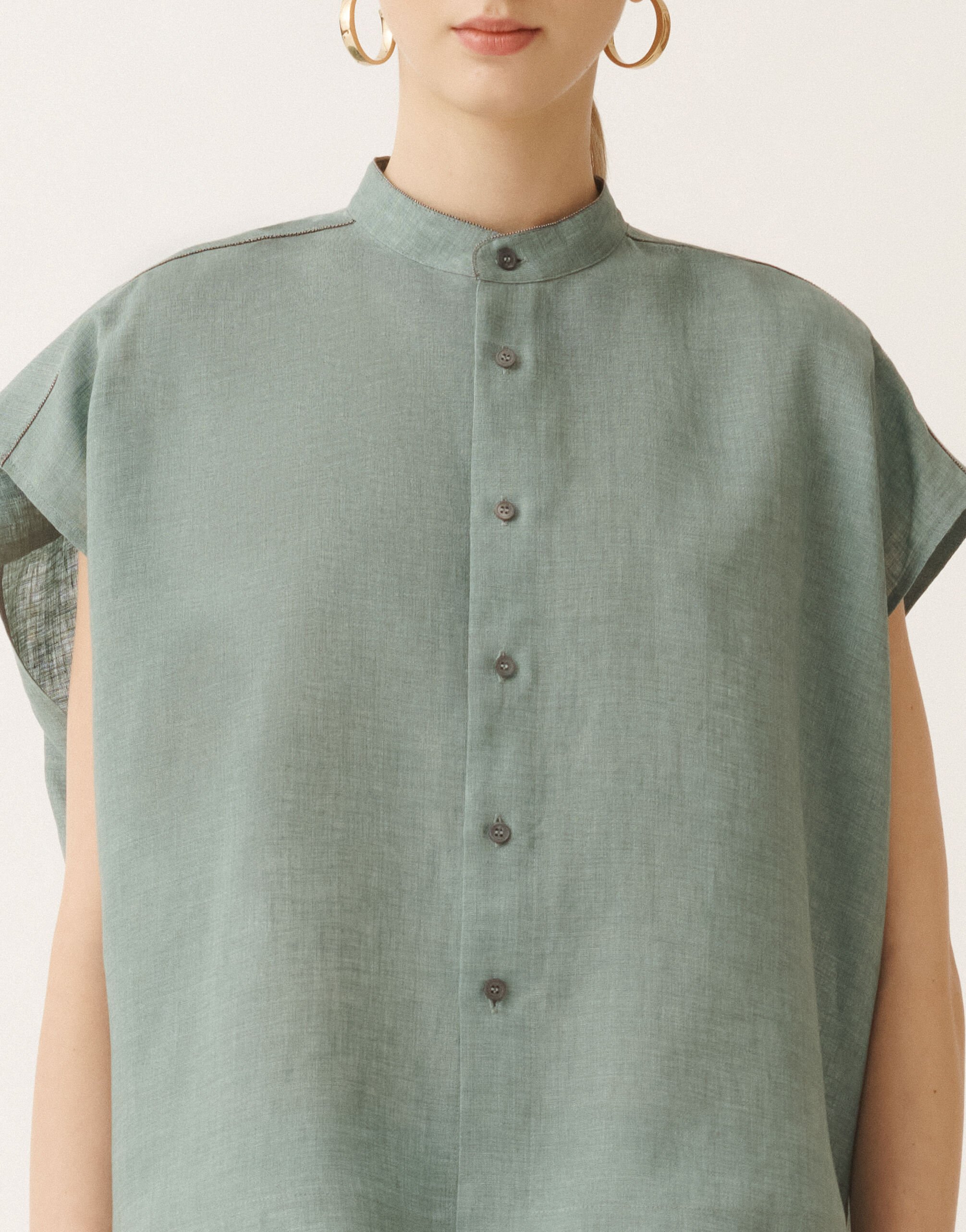 Fabiana Filippi Camisa de tela de lino, verde azulado TURQUESA CAD275F883L3770000