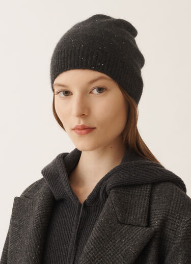 Fabiana Filippi Wool and silk hat with sequins, slate Grey SAD225A986D2960000