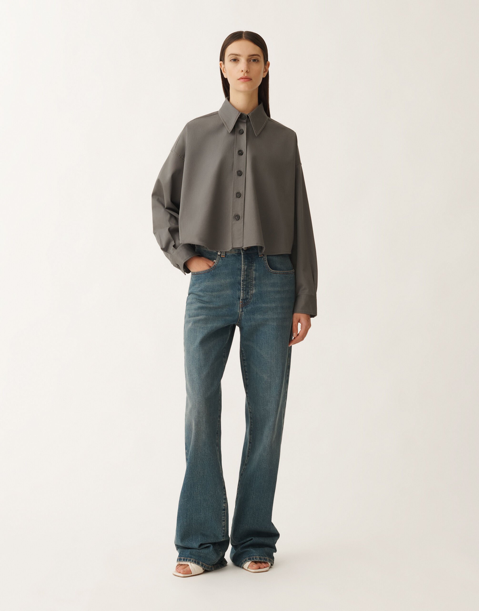Fabiana Filippi Jacke aus Gabardine, bleifarben GRAU GCD265F316L1920000