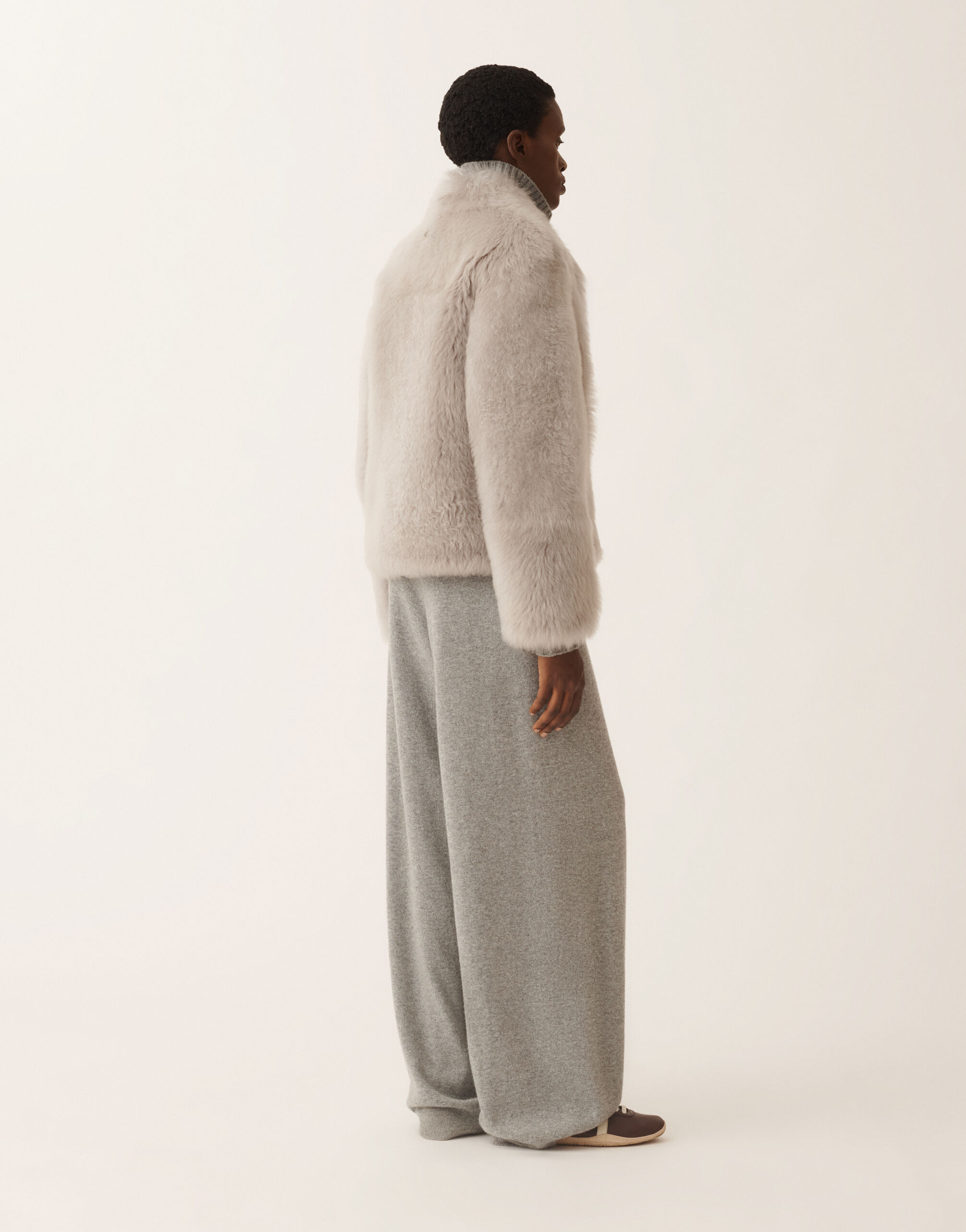 Fabiana Filippi Brushed shearling coat, rock Grey PLD225F713L6470000