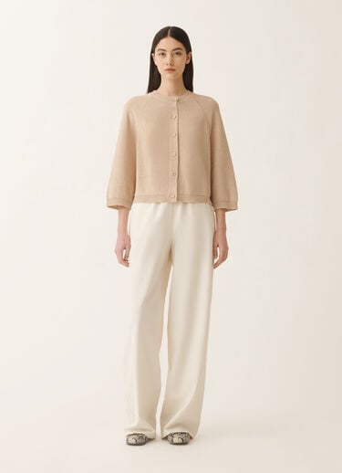 Fabiana Filippi Cotton and linen cape cardigan with sequins, sand SAND MAD275F528D2730000