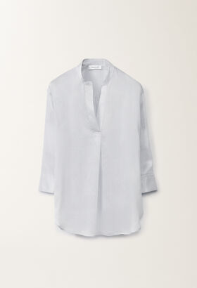 Fabiana Filippi Camicia in viscosa e seta multirighe, bianco e celeste CELESTE CADC02F351H8950000