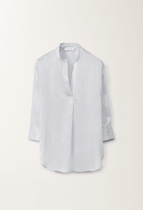 Fabiana Filippi Multi-striped viscose and silk shirt, white and sky blue SKY BLUE CADC02F351H8950000