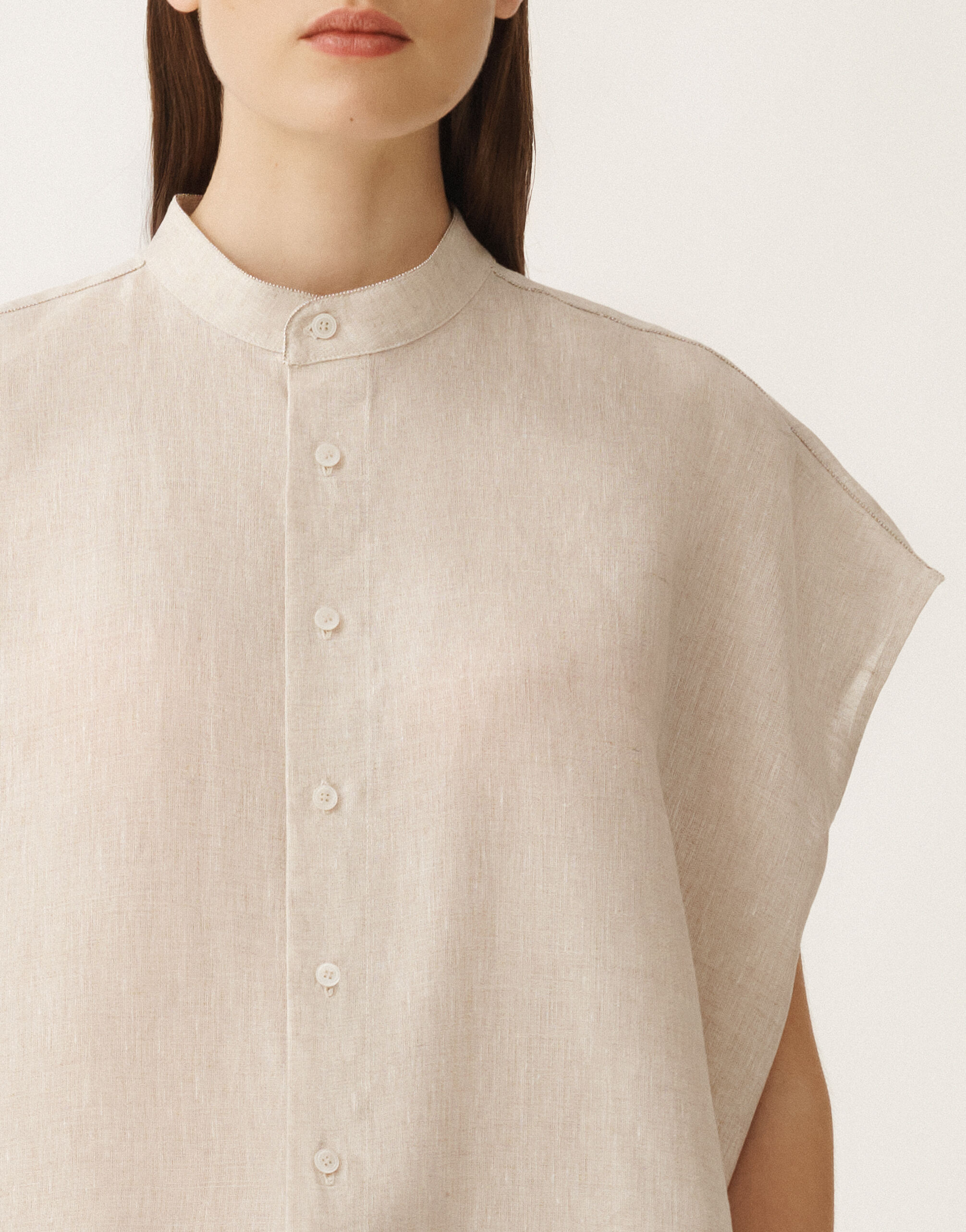 FABIANA FILIPPI 長袖トップス グレージュトップス Linen canvas shirt, greige for Women | Fabiana Filippi®