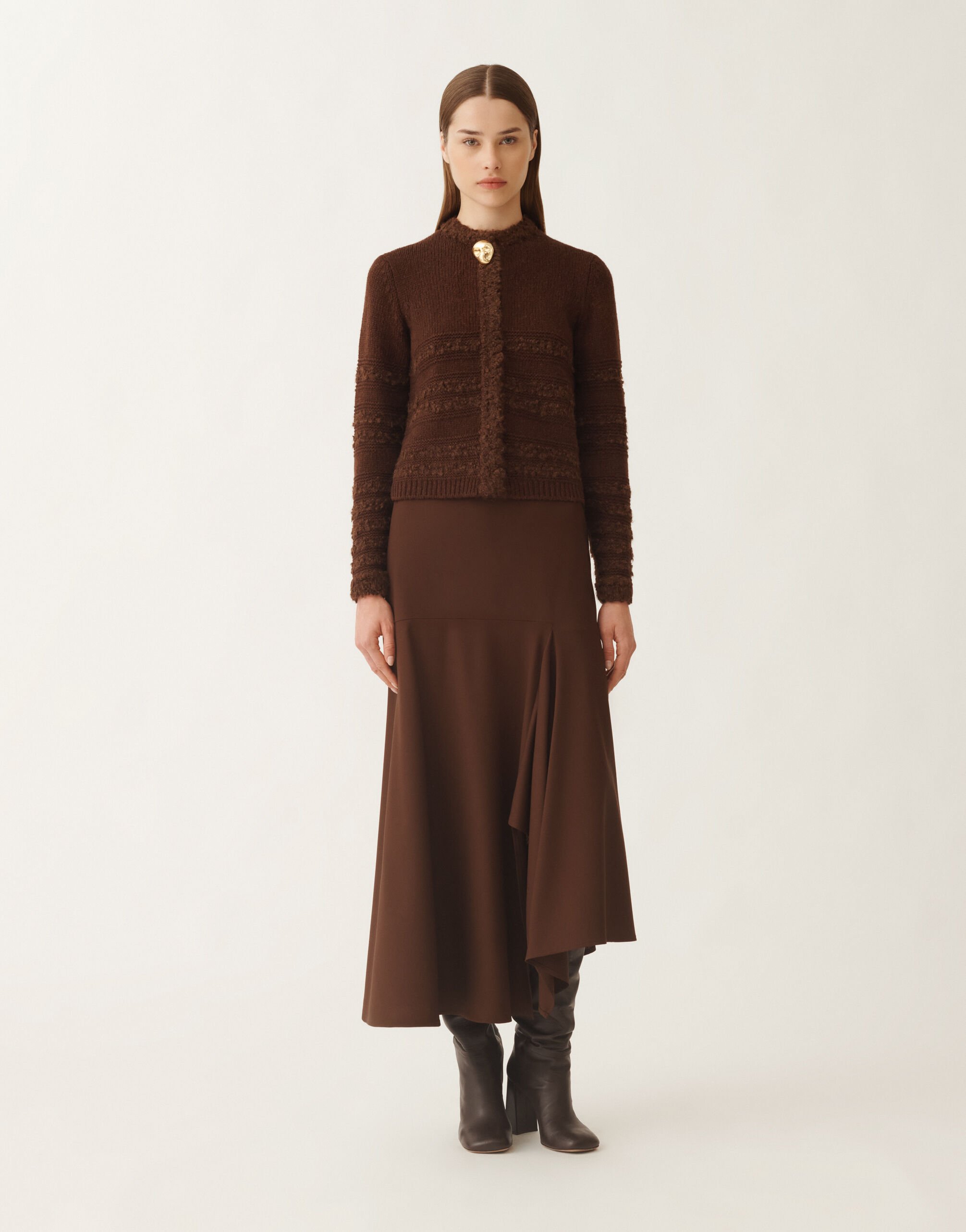 Fabiana Filippi Camel cardigan, ebony BROWN MAD215F126L5010000
