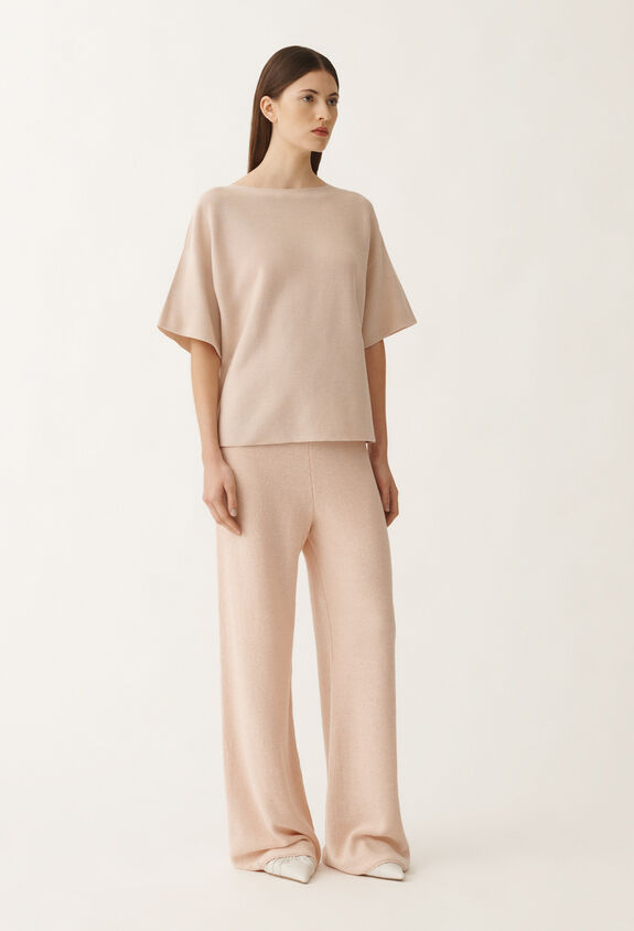 Fabiana Filippi Maglia in cotone e lurex, cipria ROSA MAD265F097L2330000