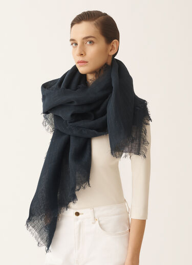 Fabiana Filippi Linen stole with sequins, midnight blue MIDNIGHT BLUE SAD276A945M0480000