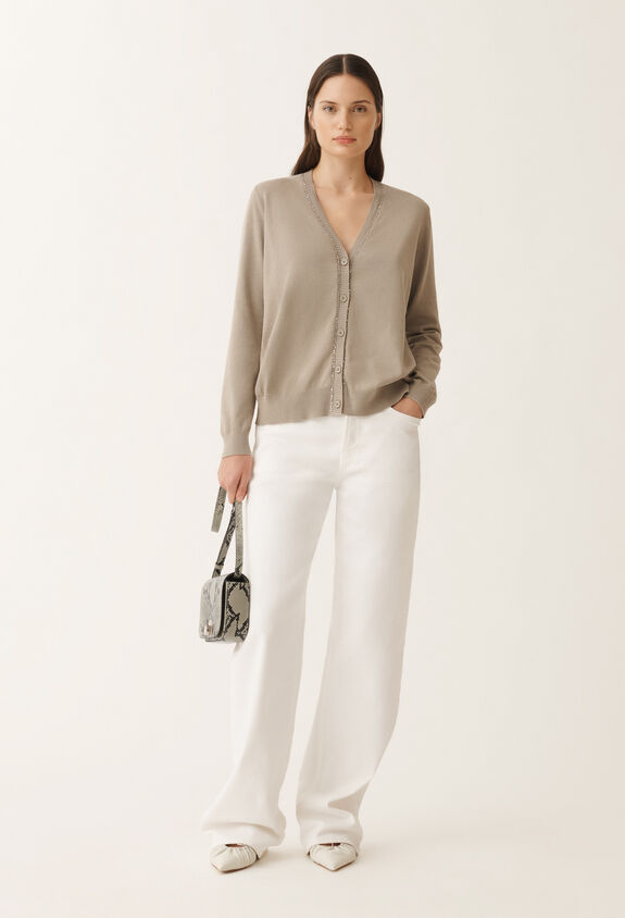Fabiana Filippi Organic cotton cardigan, clay CLAY MAD265F070L2470000