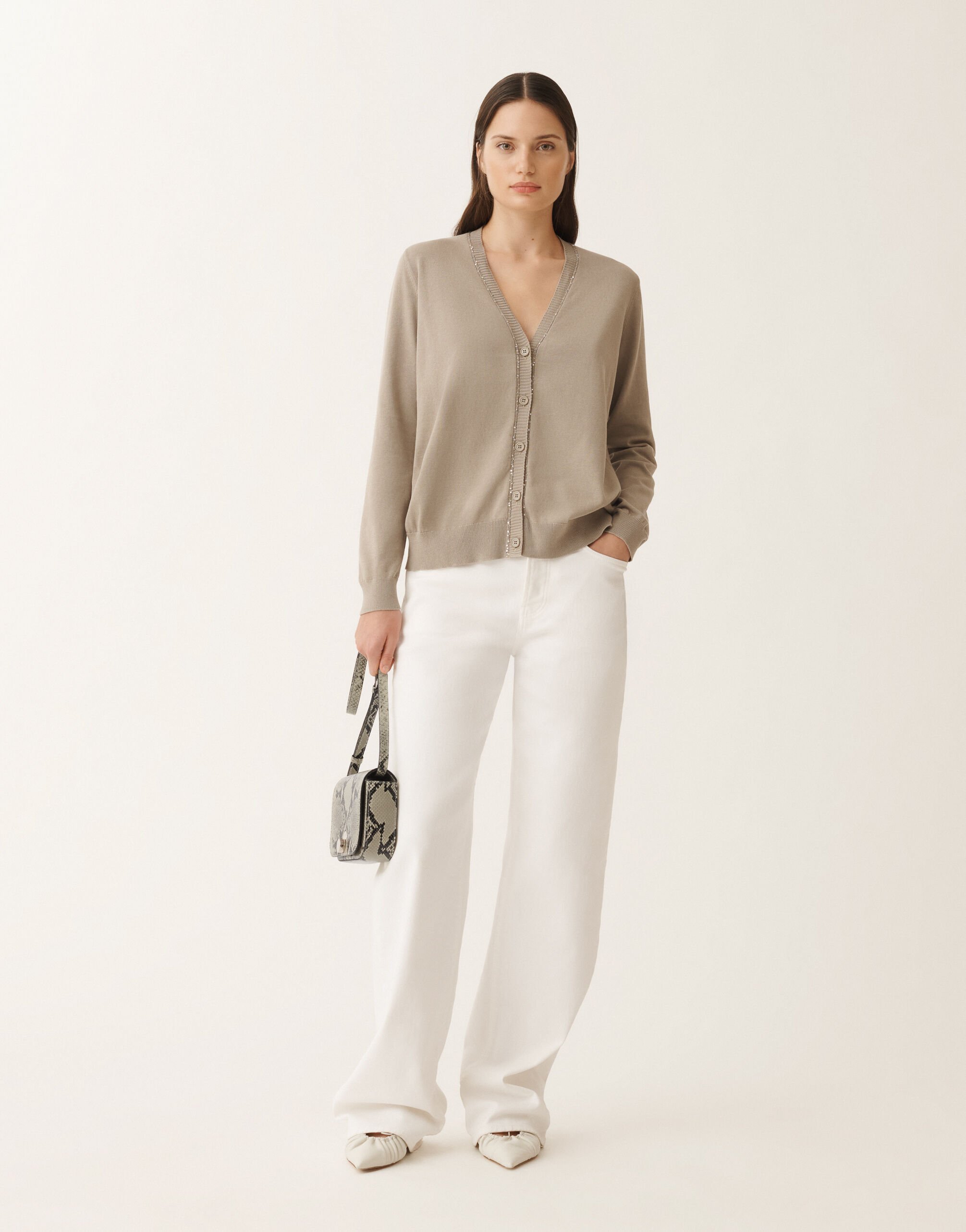 Fabiana Filippi Organic cotton cardigan, clay CLAY MAD265F070L2470000