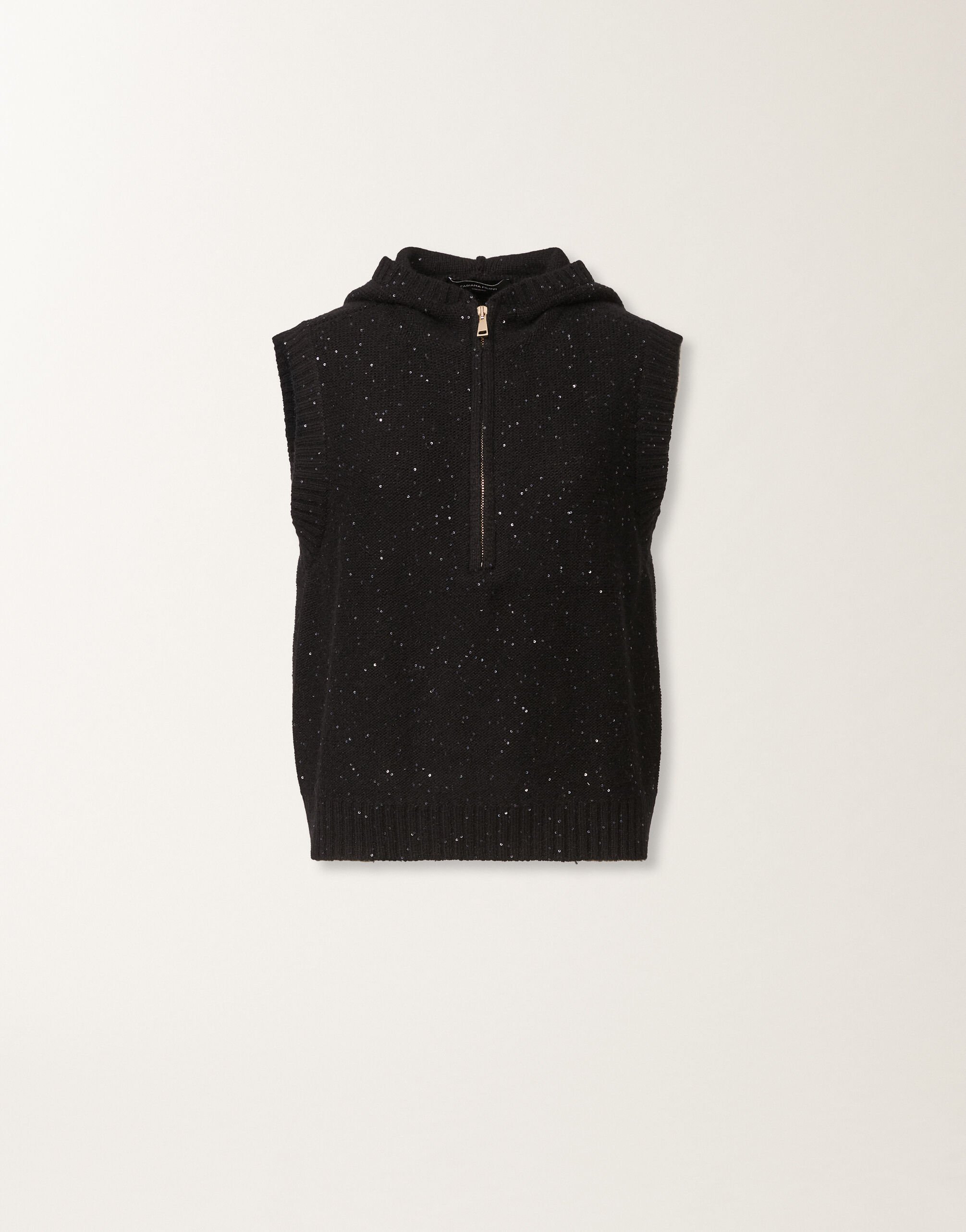 Fabiana Filippi Platinum vest with sequins, black Black MAD225F535L6270000