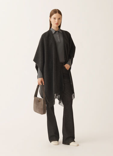 Fabiana Filippi Open wool and cashmere cape, slate and rock Grey SAD225A930L8470000
