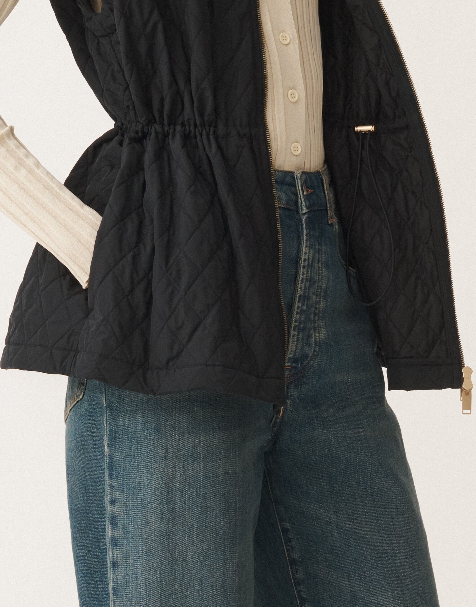 Fabiana Filippi Technical taffeta gilet vanilla, midnight blue BLUE CTD265F244L2970000