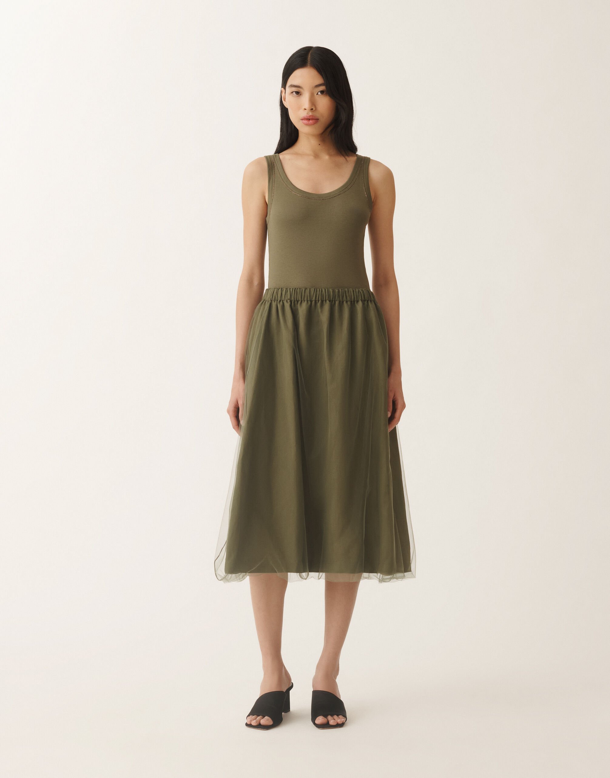 Fabiana Filippi Jupe en lin et viscose, gazon VERT GND275F848L3540000