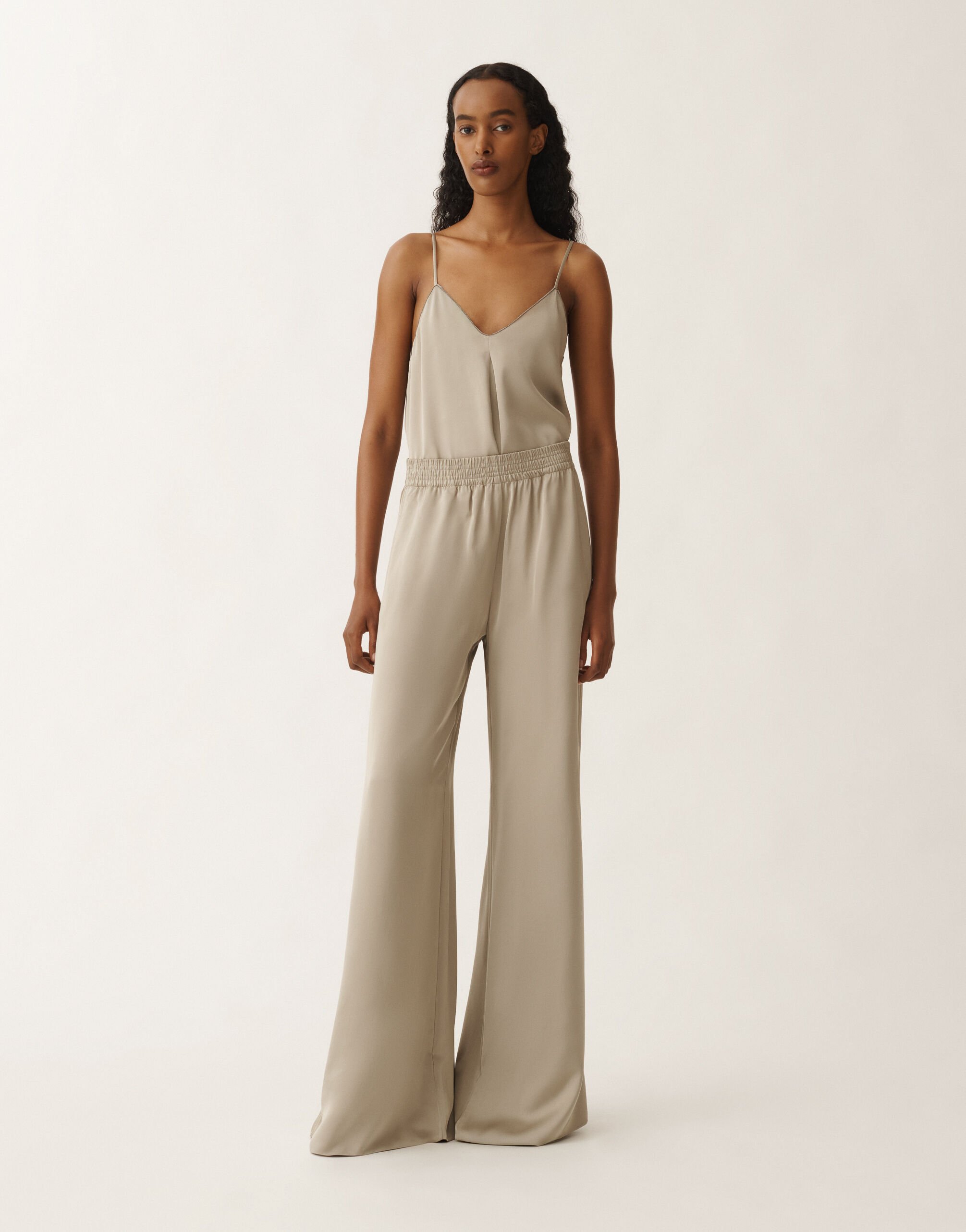 Fabiana Filippi Pantalon Amelia en satin de viscose, argile ARGILE PAD265F291D6230000