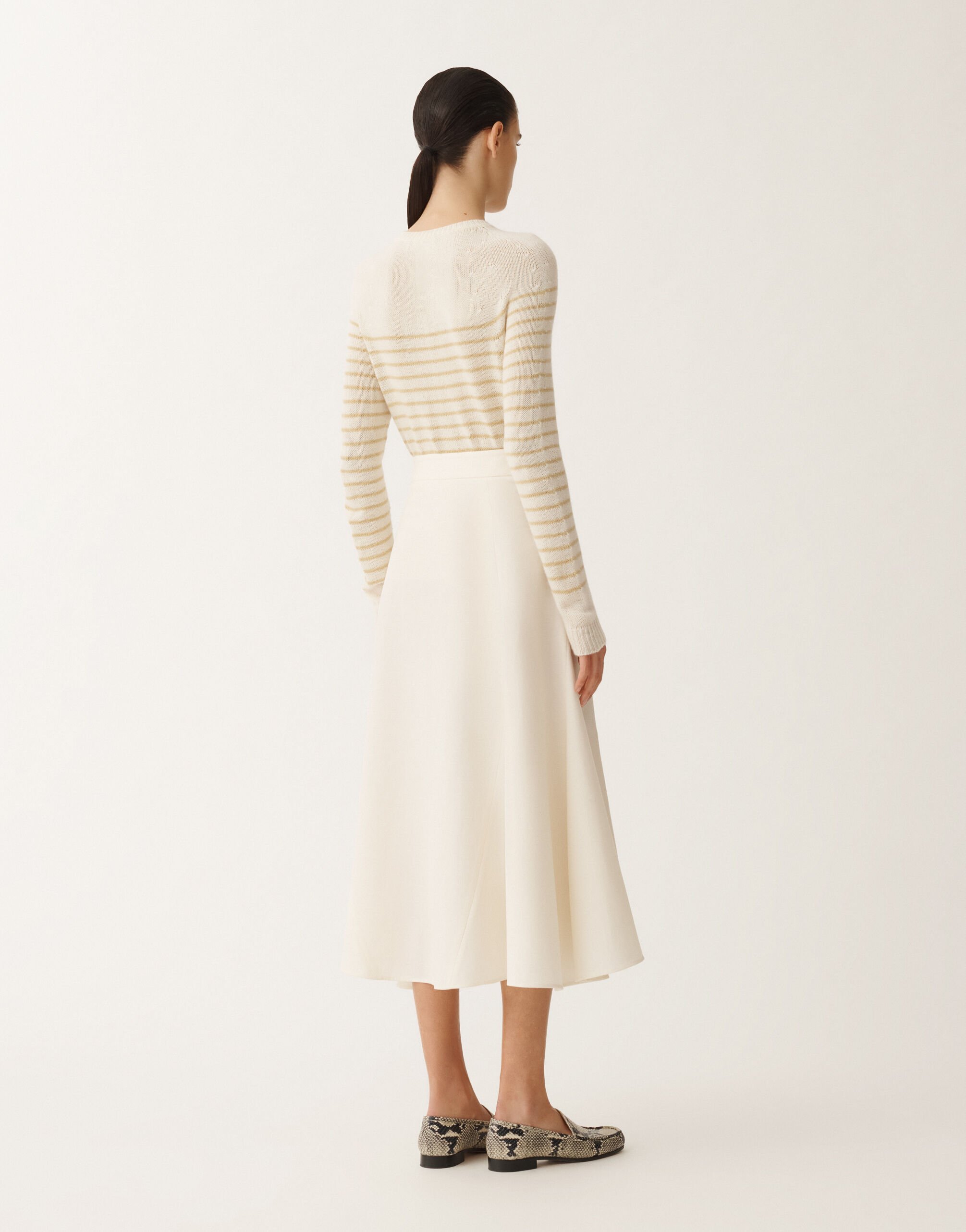 Fabiana Filippi Wool and linen mat skirt, vanilla WHITE GND265F397D8220000