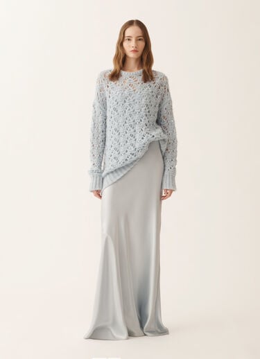 Fabiana Filippi Asymmetric skirt in aqua satin, aqua Blue GND266F401D9440000