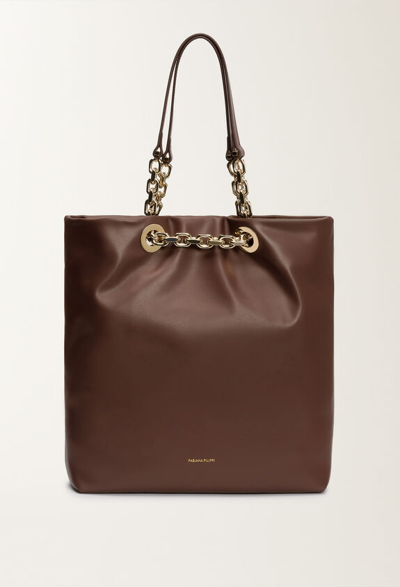 Fabiana Filippi Nappa leather eyelet shopper, ebony BROWN BGD215A900L8020000