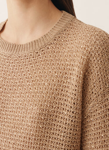 Fabiana Filippi Cotton ribbon-knit sweater with sequins, maple ACER MAD276F534M1200000