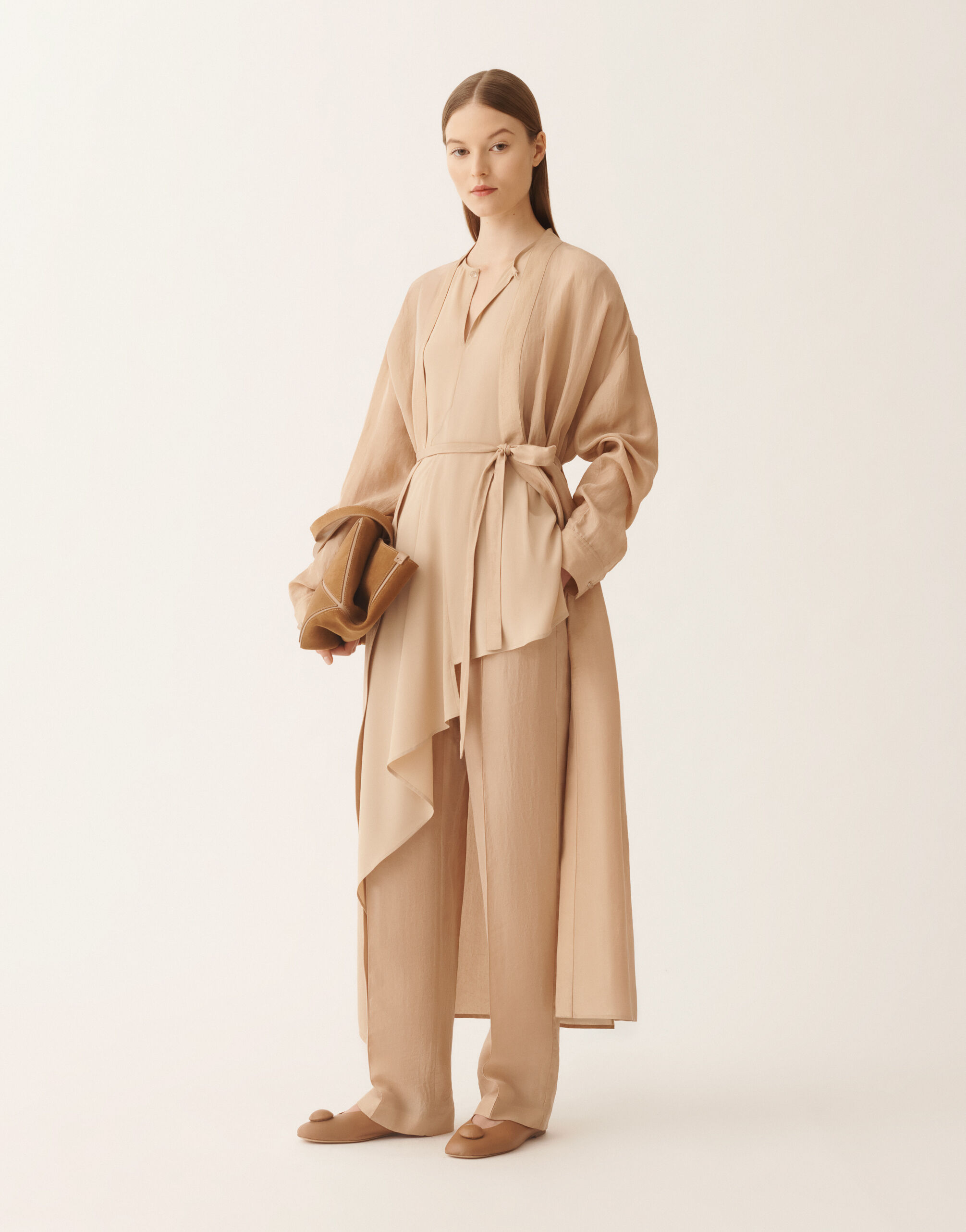 レディースAsymmetric top in crepe de chine, maple Tシャツ&トップス