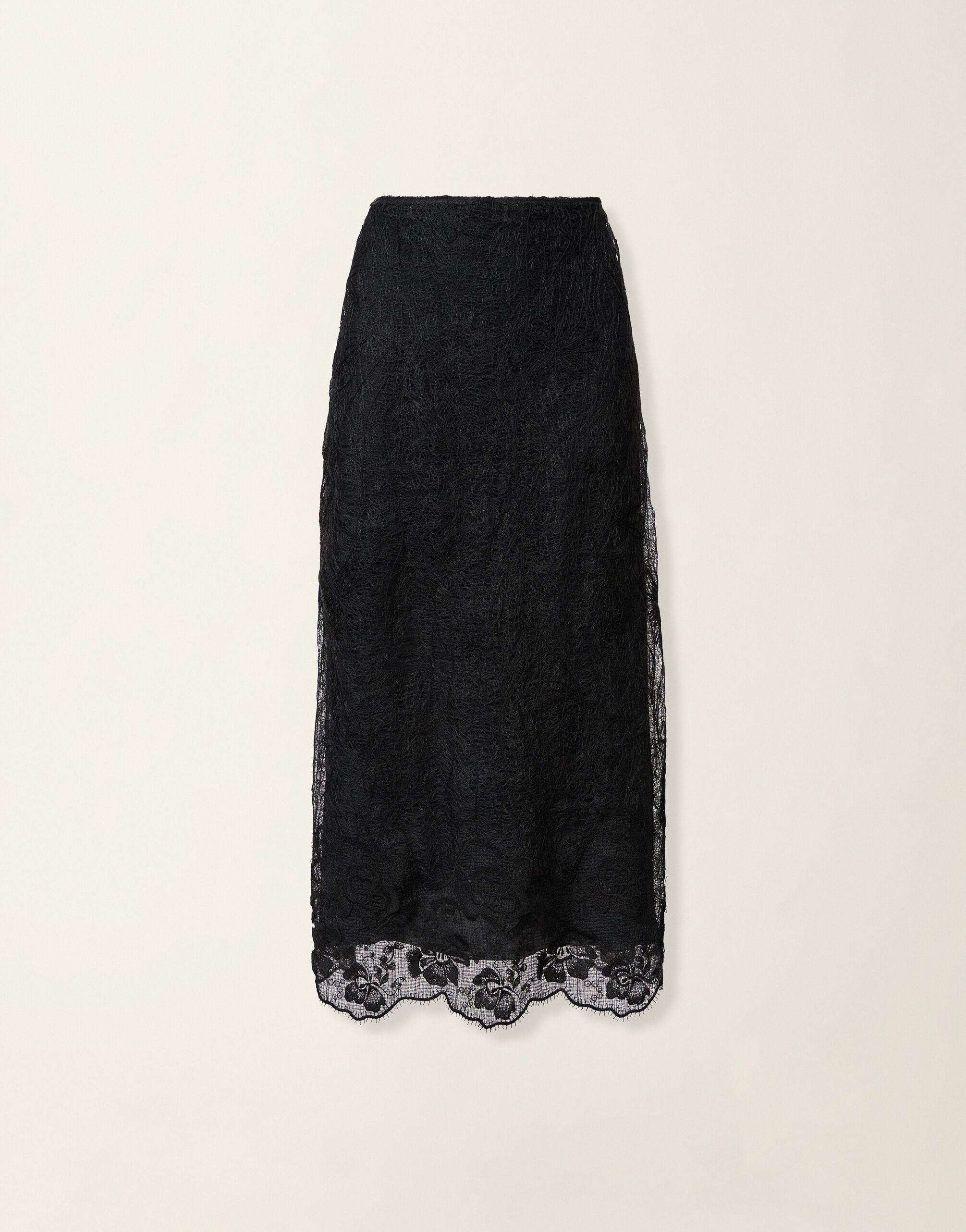 Fabiana Filippi Flared midi skirt in embroidered lace, black Black GND226F798M4340000