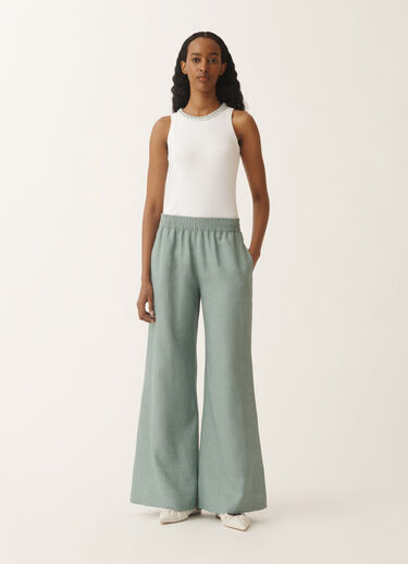 Fabiana Filippi Pantalon Amelia en toile de lin, bleu pétrole TURQUOISE PAD275F291D8350000