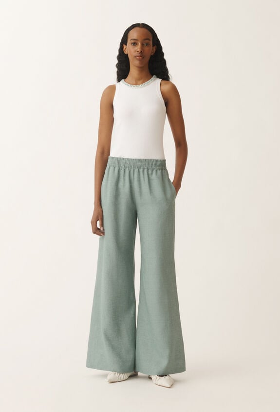Fabiana Filippi Pantalon Amelia en toile de lin, bleu pétrole TURQUOISE PAD275F291D8350000