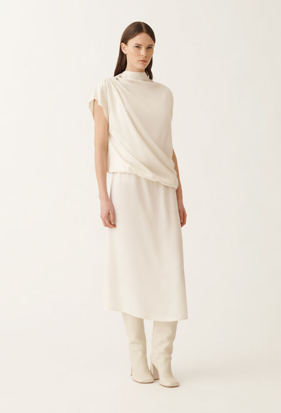 Fabiana Filippi Envers satin dress, butter WHITE ABD215F169L5960000
