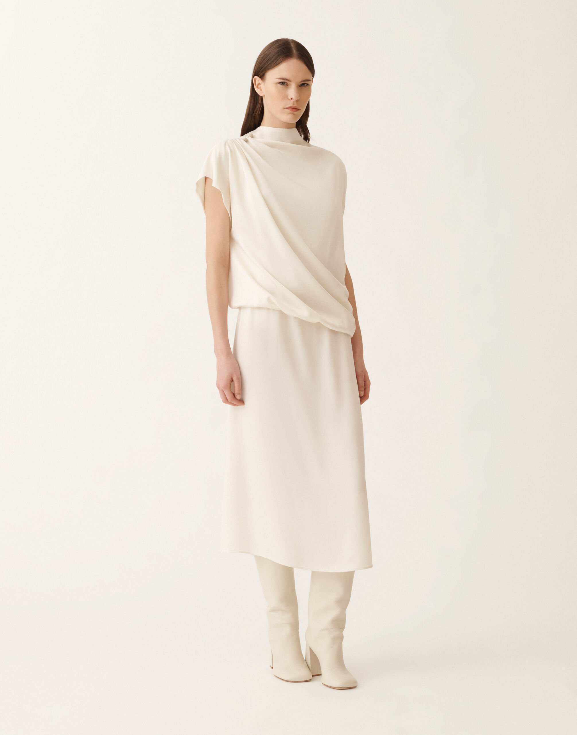 Fabiana Filippi Envers satin dress, butter WHITE ABD215F169L5960000
