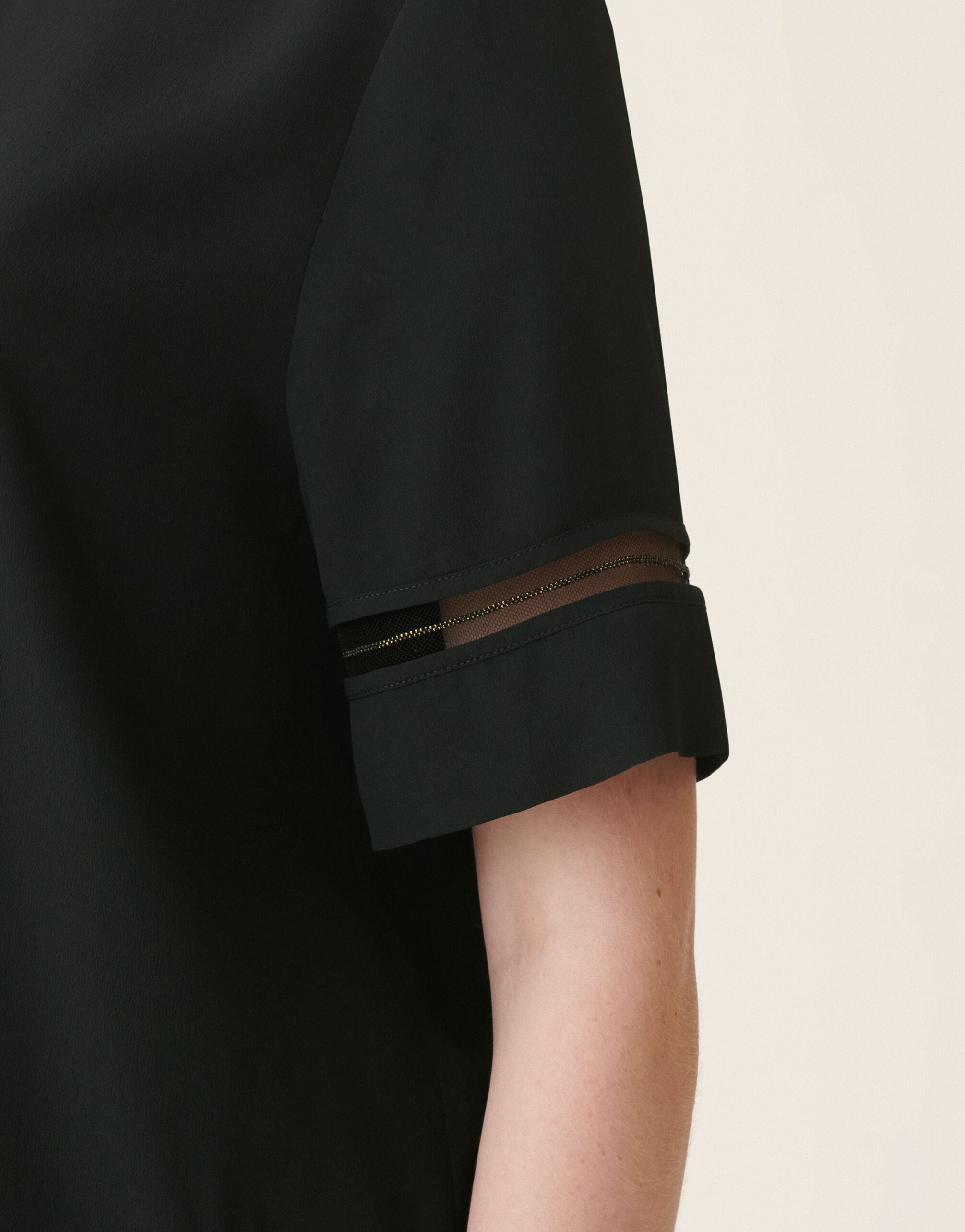 Short-sleeve crêpe de chine top, black Fabiana Filippi Short-sleeve crêpe de chine top, black Black TPD226F289L7750000