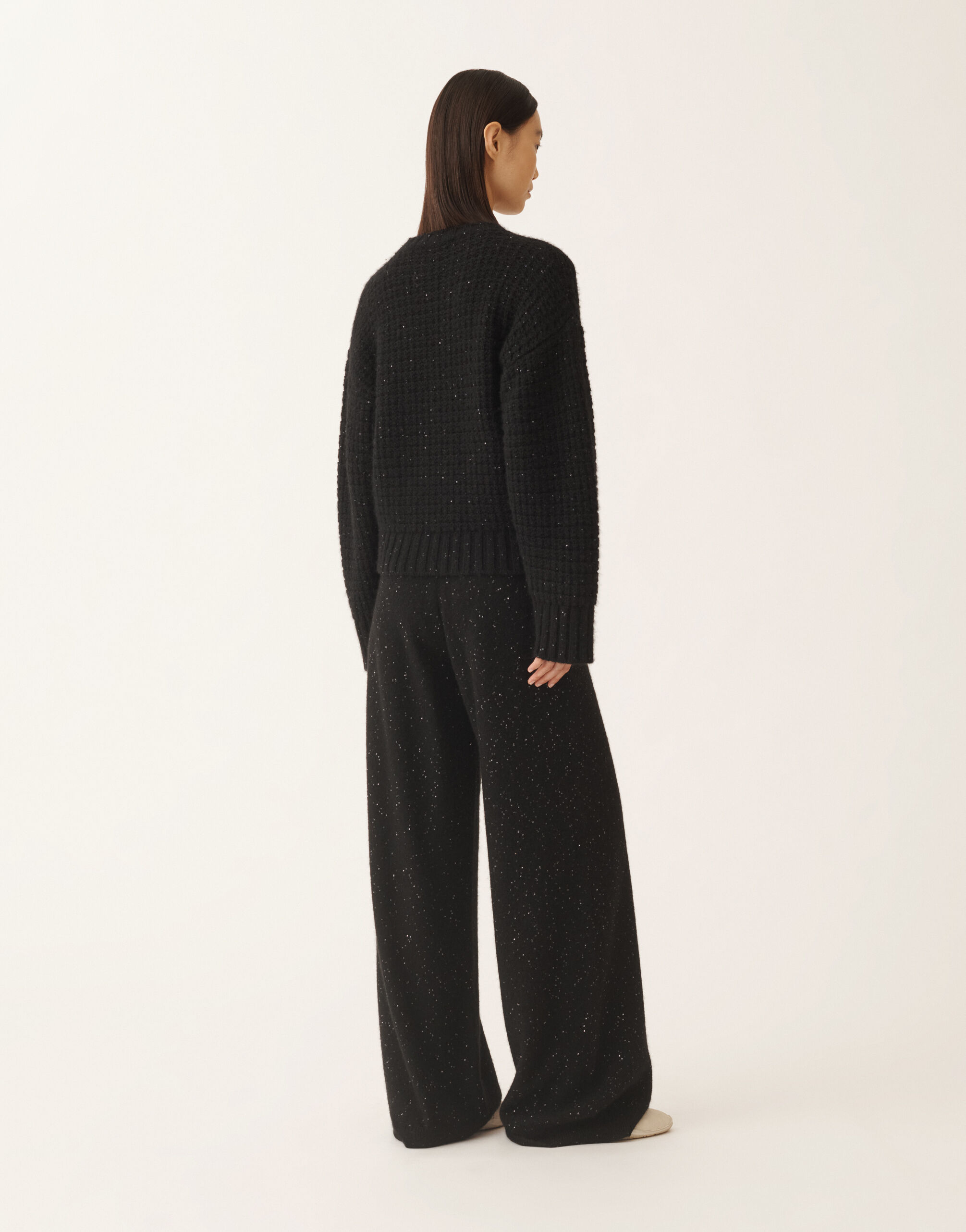Fabiana Filippi Platinum sweater with sequins, black Black MAD225F104L6170000