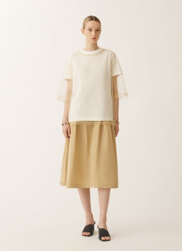 Fabiana Filippi Jersey and tulle T-shirt, gold YELLOW JED265F116L2490000