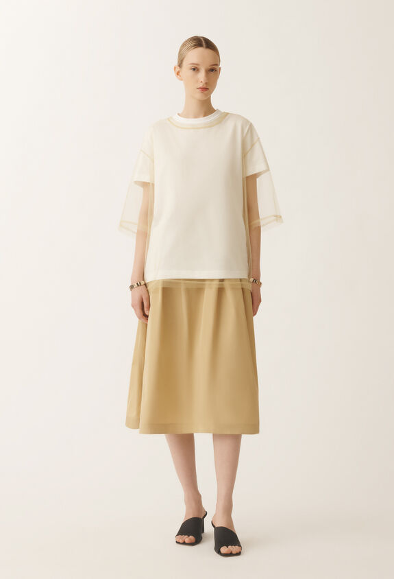 Fabiana Filippi T-shirt in jersey e tulle, oro GIALLO JED265F116L2490000