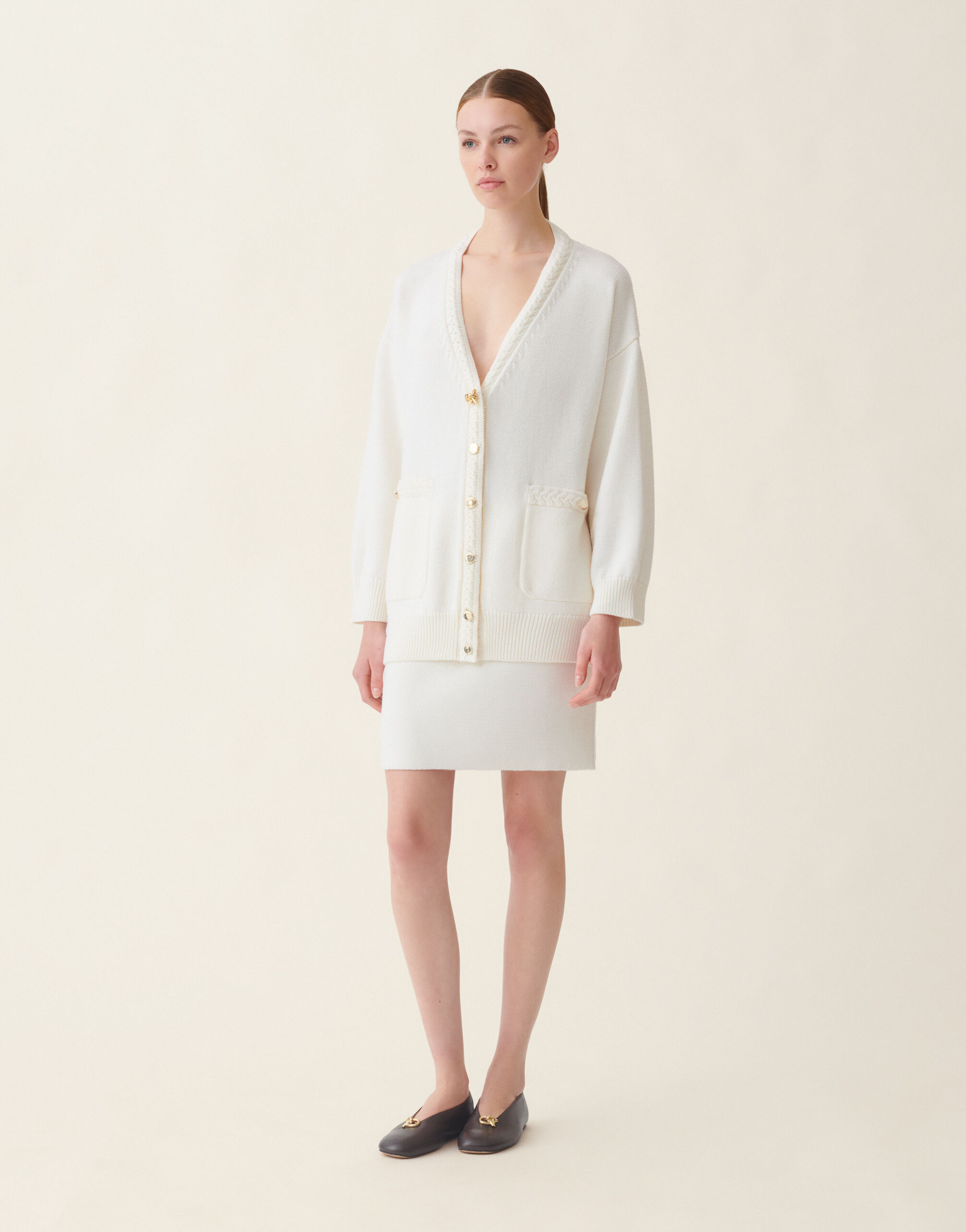 Fabiana Filippi Cardigan en laine mérinos, raphia Raphia MAD216F063D4620000