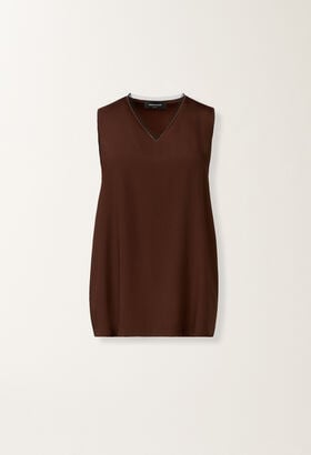 Fabiana Filippi Canotta in enver satin, ebano MARRONE TPD215F295L5610000