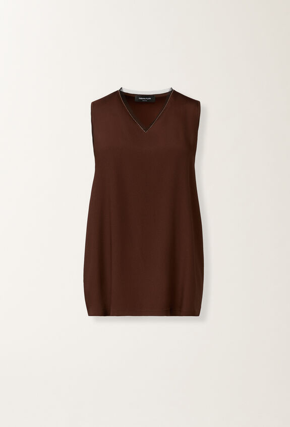 Fabiana Filippi Canotta in enver satin, ebano MARRONE TPD215F295L5610000
