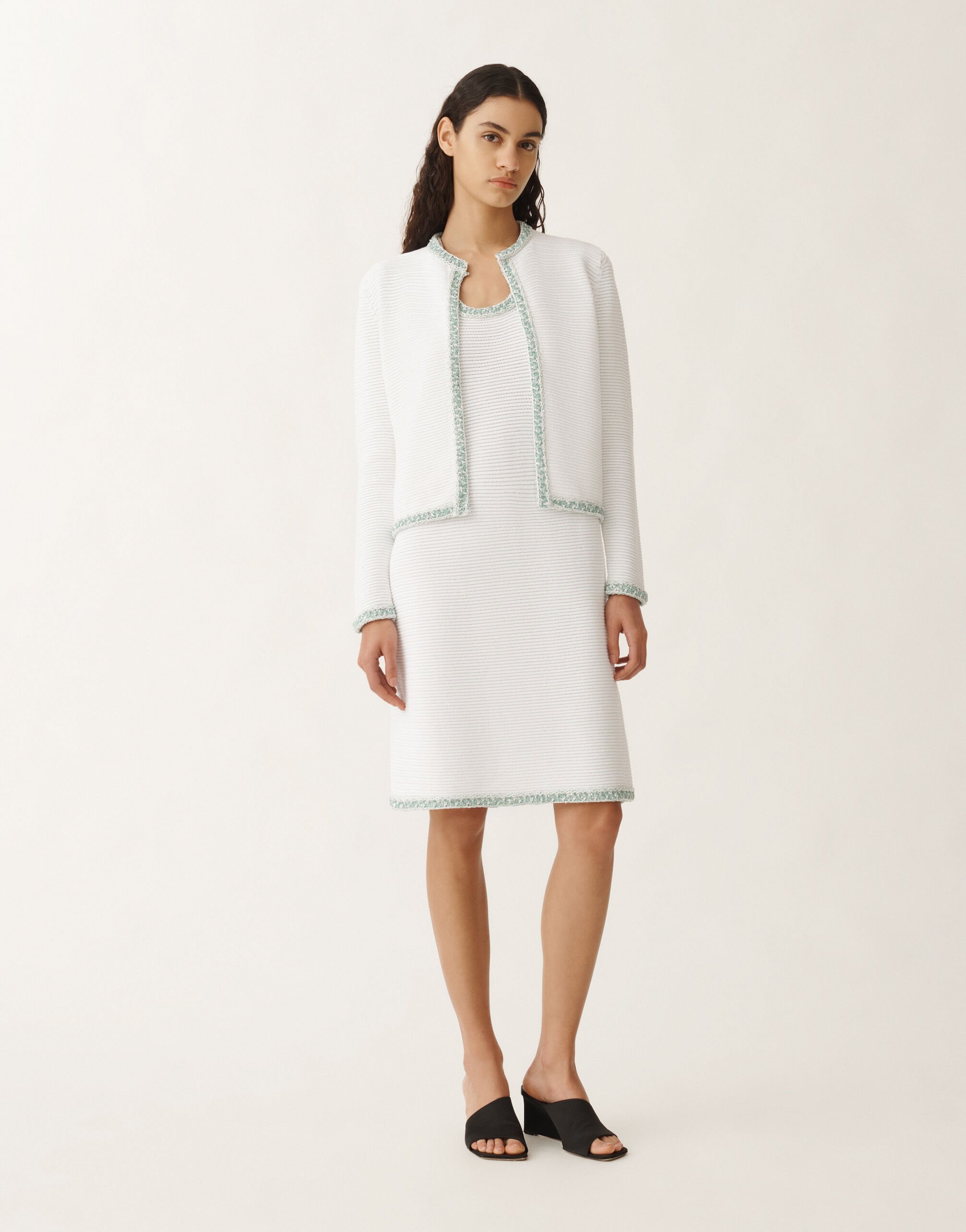 Fabiana Filippi Strickkleid aus Bio-Baumwolle, optisch weiß und wassergrün WEISS/WASSERGRÜN ABD275F637L3810000