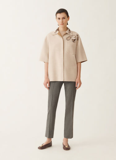 Fabiana Filippi Double wool shirt jacket, rope and wicker BEIGE CTD215F306L5530000